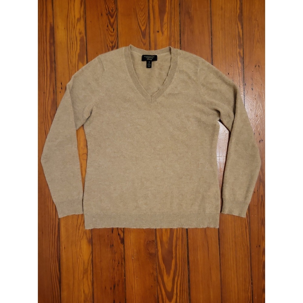 Charter Club Cashmere Luxury V Neck Sweater Womens M Brown Minimalist Preppy